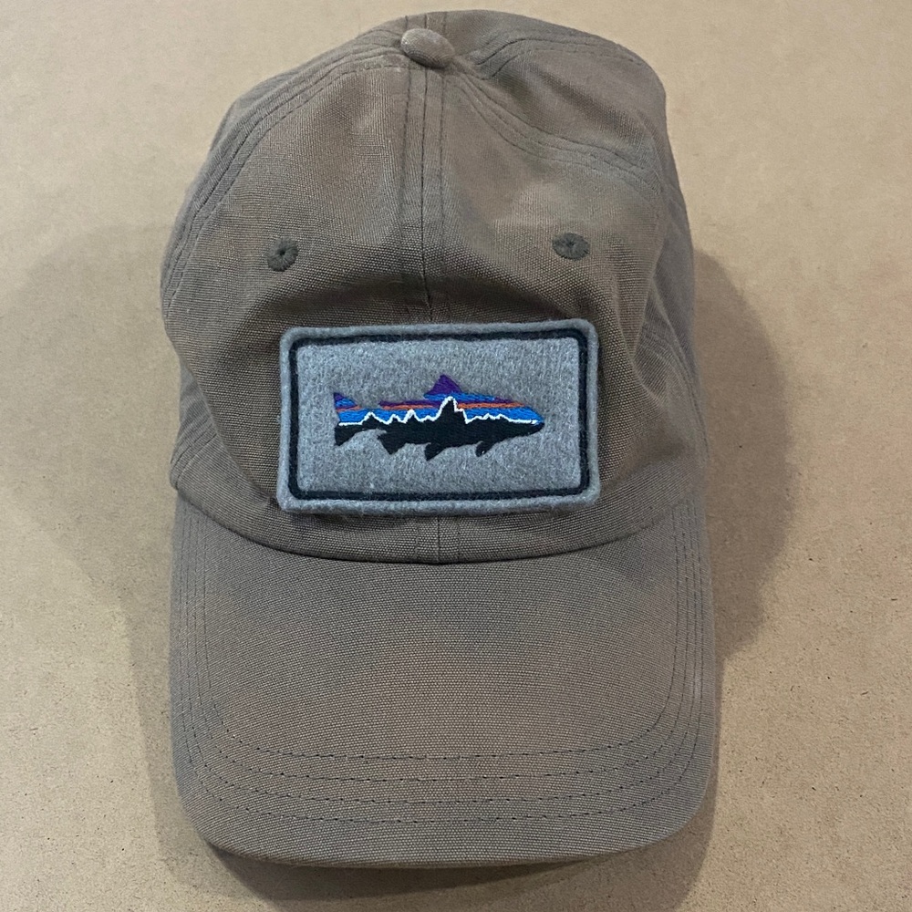 Patagonia Taupe Baseball Cap with Multicolor Fish Patch